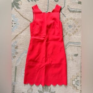 J. Crew Vibrant Red Mini Dress with Scallop Detail